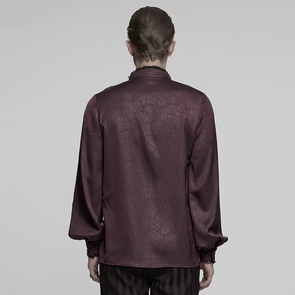 WY-1785CCM Mens Lace-Up Brocade Gothic Shirts Victorian-Style Long Sleeve - Image 33