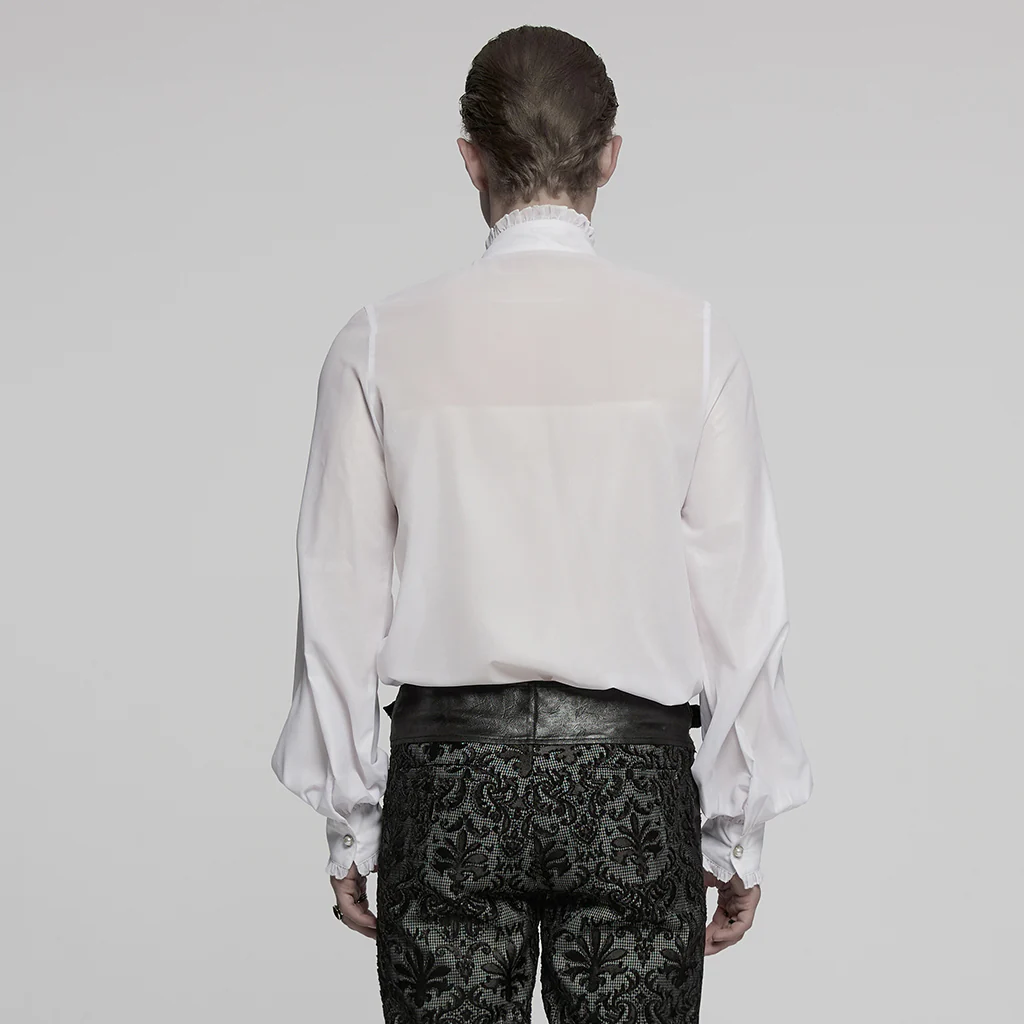 WY-1786CCM Gothic Shirts Black Embroidered Victorian Style Ruffled Collar - Image 15