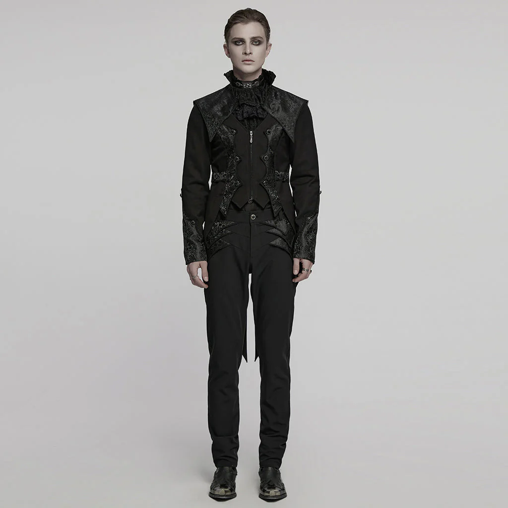 WY-1789LDM Gothic Coat Dark Victorian Brocade Jacket Menswear Tailored Design - Image 15