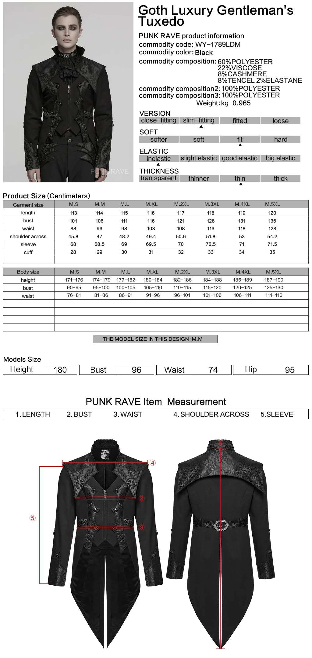 WY-1789LDM Gothic Coat Dark Victorian Brocade Jacket Menswear Tailored Design - Image 21