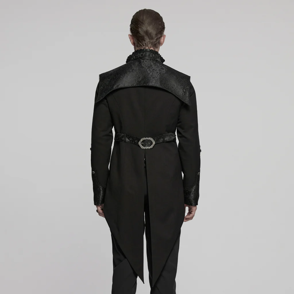 WY-1789LDM Gothic Coat Dark Victorian Brocade Jacket Menswear Tailored Design - Image 4