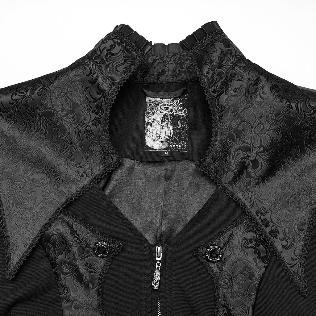 WY-1789LDM Gothic Coat Dark Victorian Brocade Jacket Menswear Tailored Design - Image 7