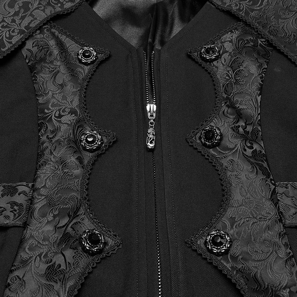 WY-1789LDM Gothic Coat Dark Victorian Brocade Jacket Menswear Tailored Design - Image 8