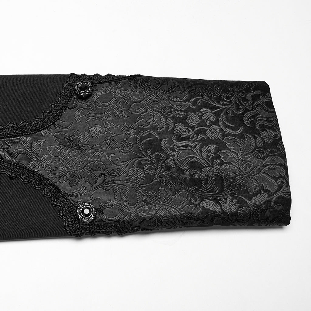 WY-1789LDM Gothic Coat Dark Victorian Brocade Jacket Menswear Tailored Design - Image 9