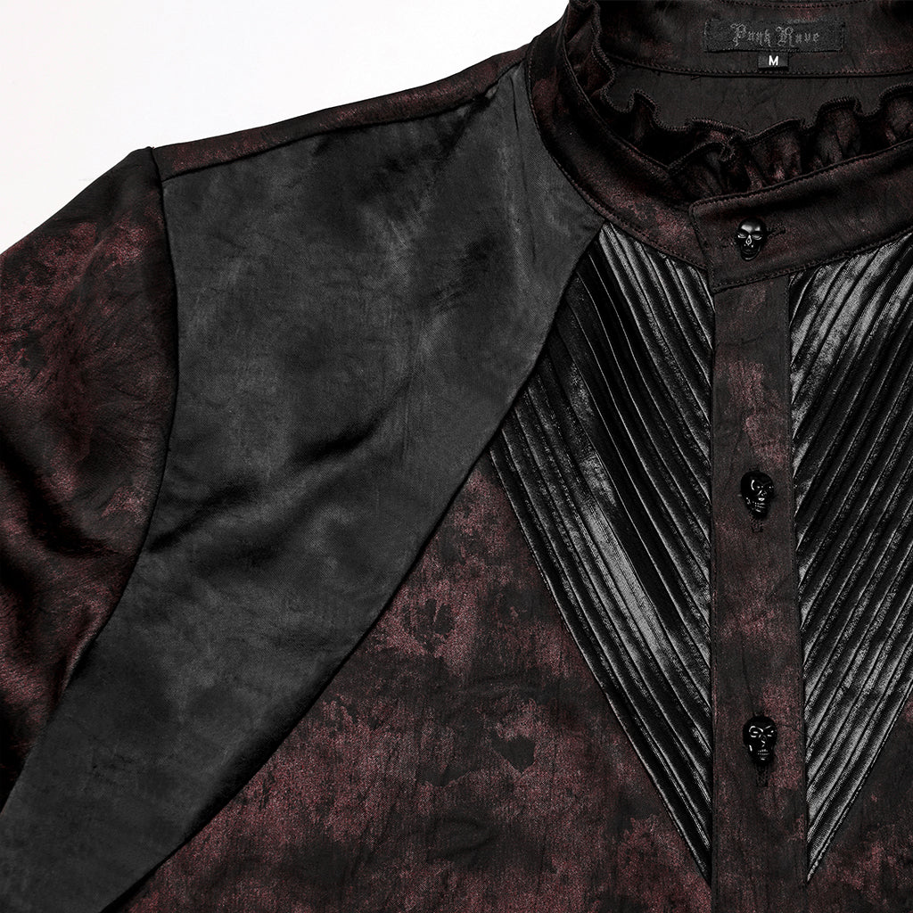 WY-1790CCM Gothic Shirts Men Jacquard Lace Collar Dark Green Design - Image 20