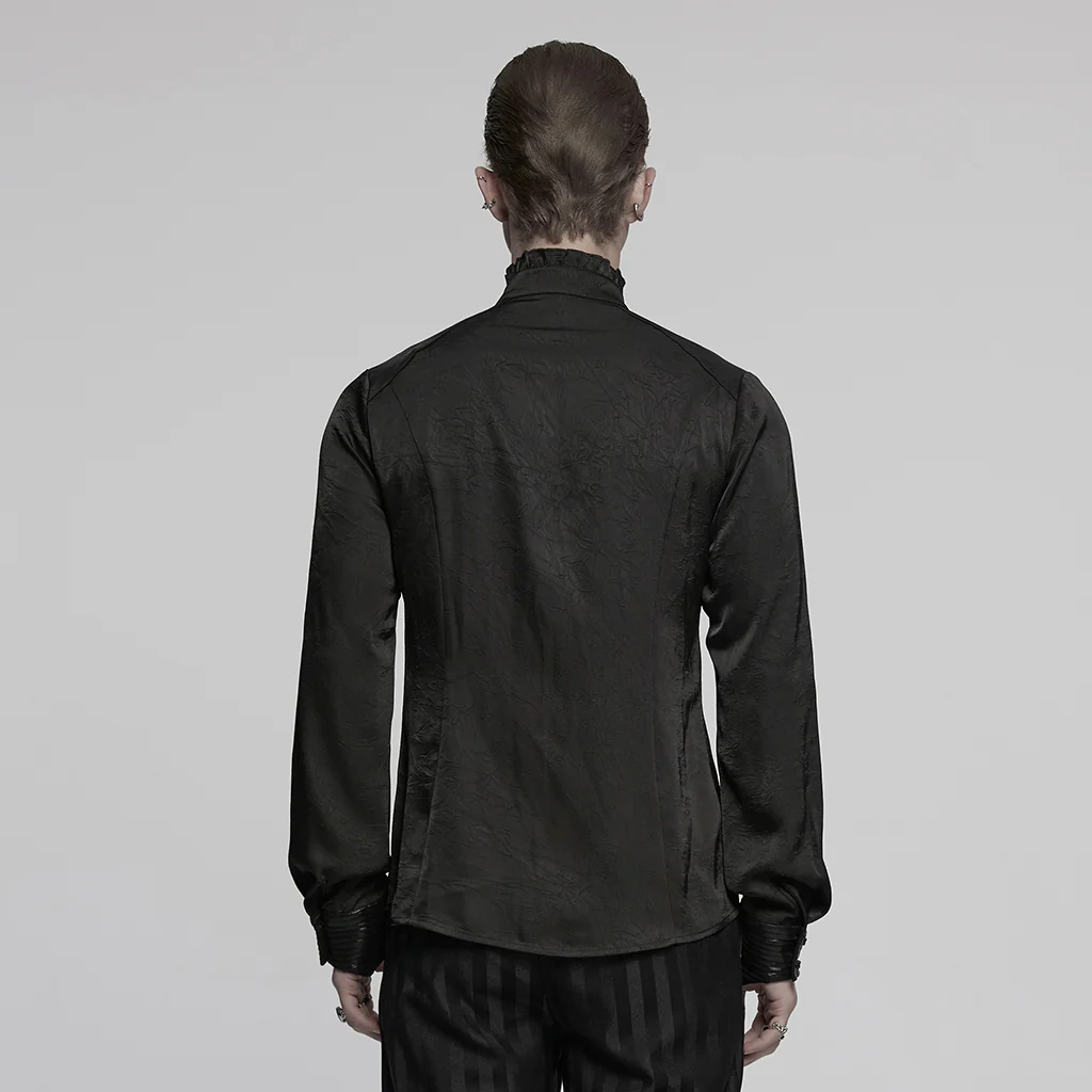 WY-1790CCM Gothic Shirts Men Jacquard Lace Collar Dark Green Design - Image 24