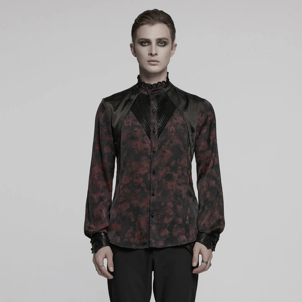 WY-1790CCM Gothic Shirts Men Jacquard Lace Collar Dark Green Design - Image 40