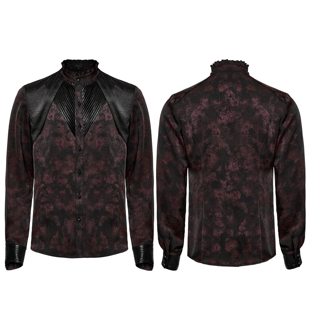 WY-1790CCM Gothic Shirts Men Jacquard Lace Collar Dark Green Design - Image 43