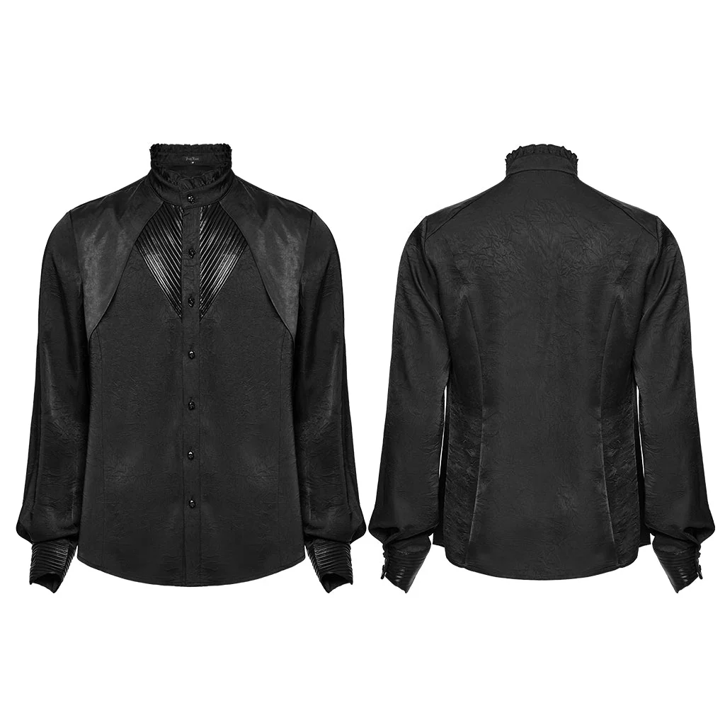 WY-1790CCM Gothic Shirts Men Jacquard Lace Collar Dark Green Design - Image 51
