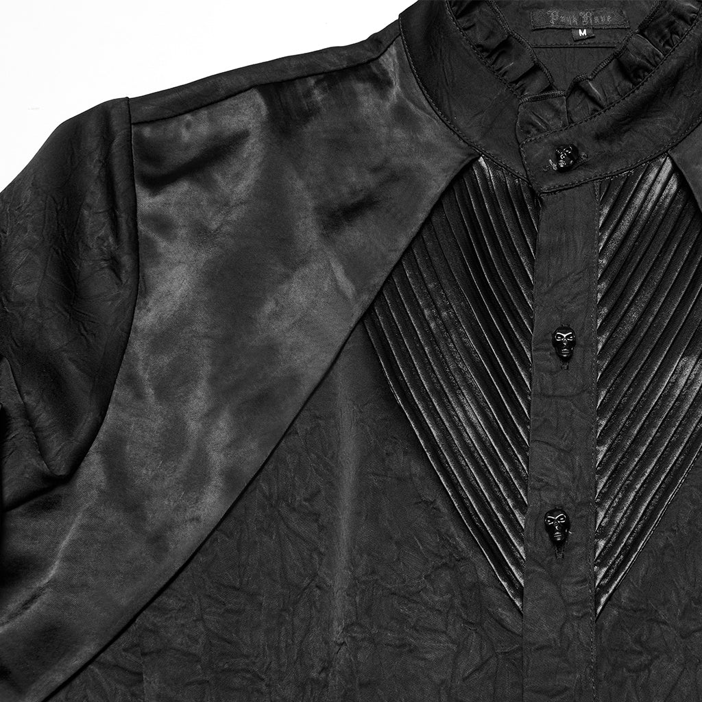 WY-1790CCM Gothic Shirts Men Jacquard Lace Collar Dark Green Design - Image 53
