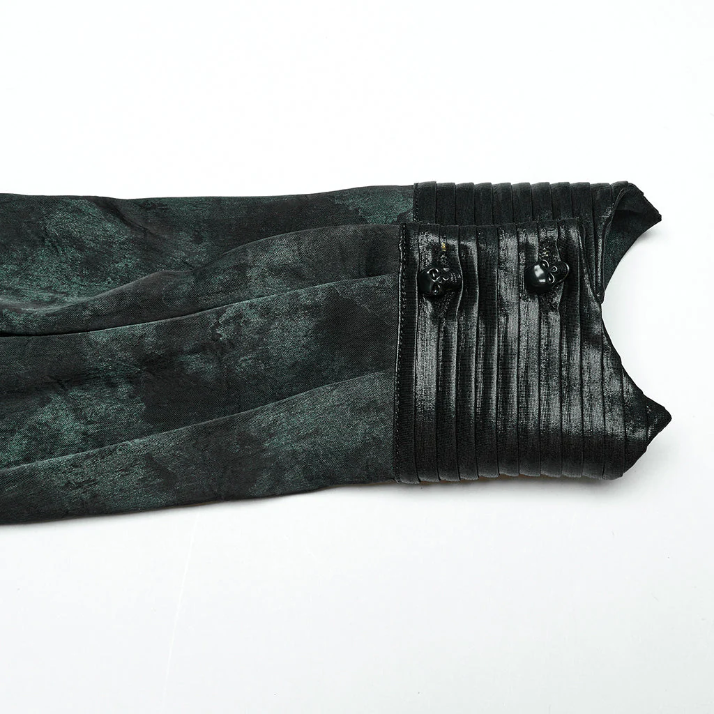 WY-1790CCM Gothic Shirts Men Jacquard Lace Collar Dark Green Design - Image 60