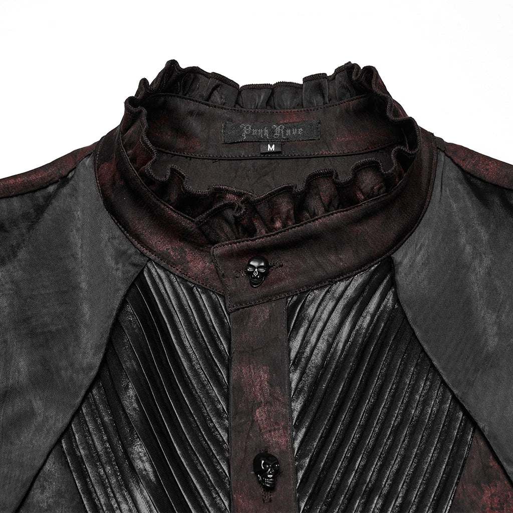 WY-1790CCM Gothic Shirts Men Jacquard Lace Collar Dark Green Design - Image 72