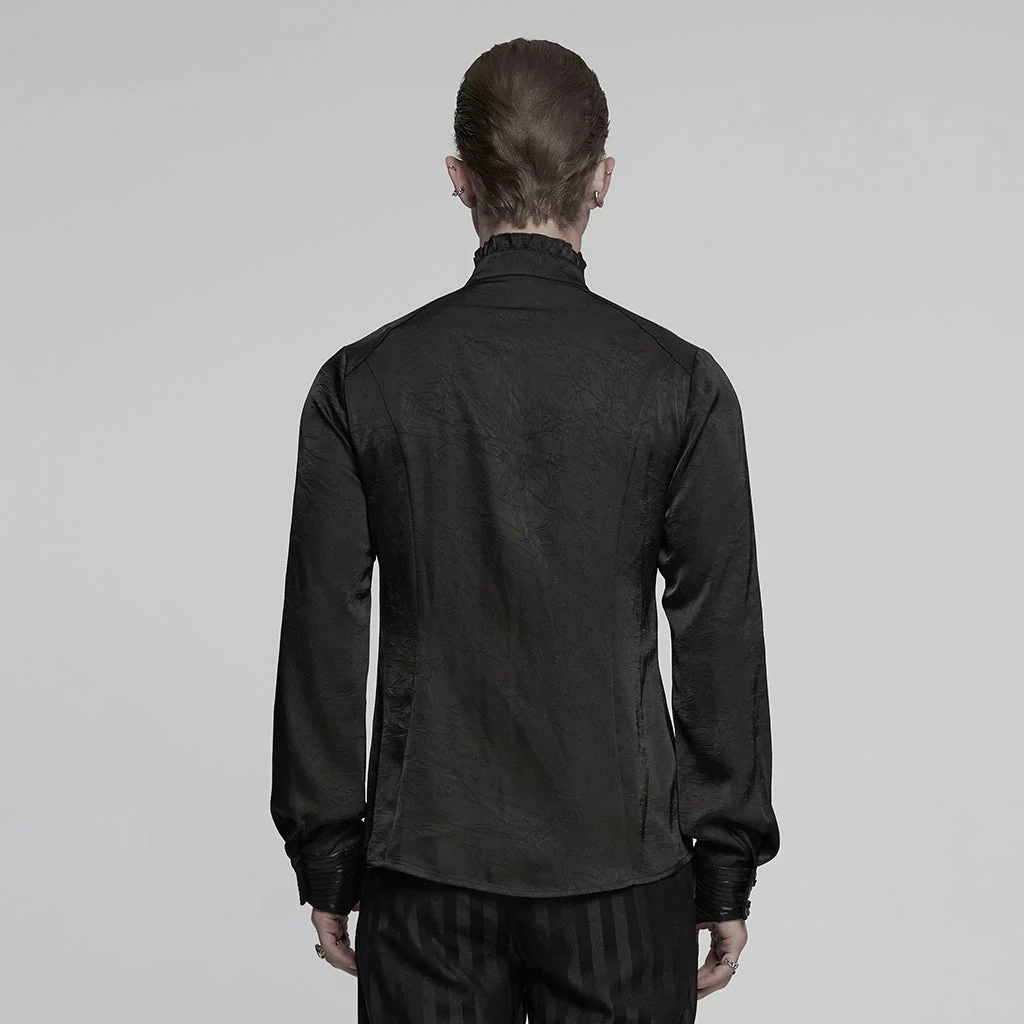 WY-1790CCM Gothic Shirts Men Jacquard Lace Collar Dark Green Design - Image 77