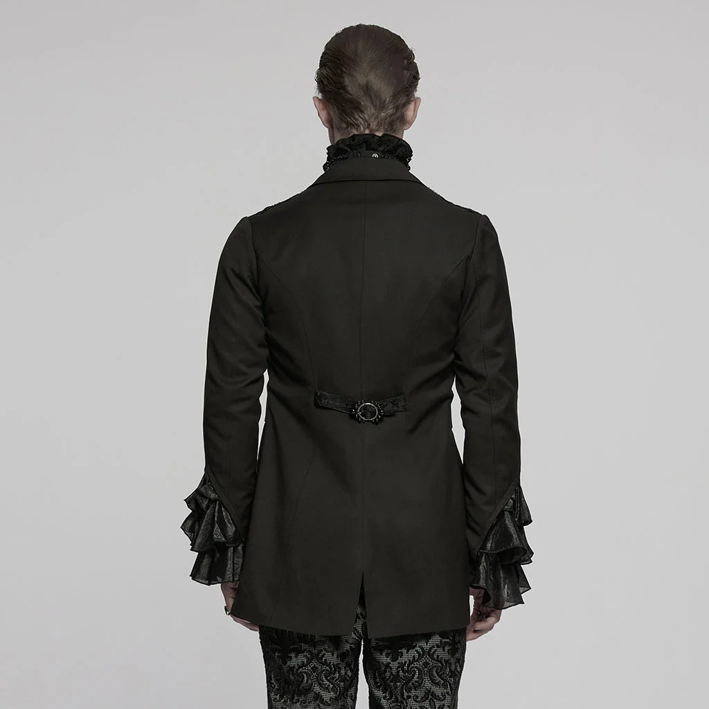 WY-1791LDM Victorian Gothic Coat Black Lace Tailored Vintage Steampunk Jacket - Image 13