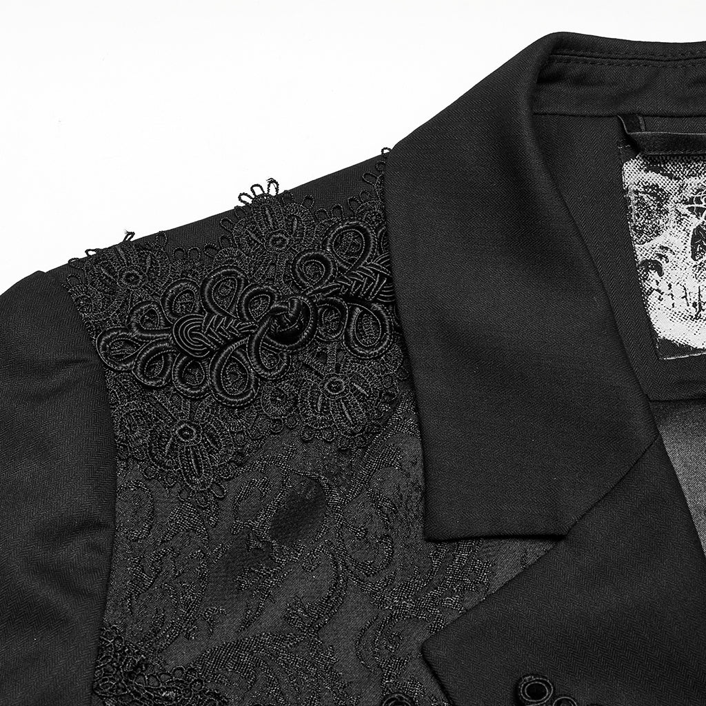 WY-1791LDM Victorian Gothic Coat Black Lace Tailored Vintage Steampunk Jacket - Image 26