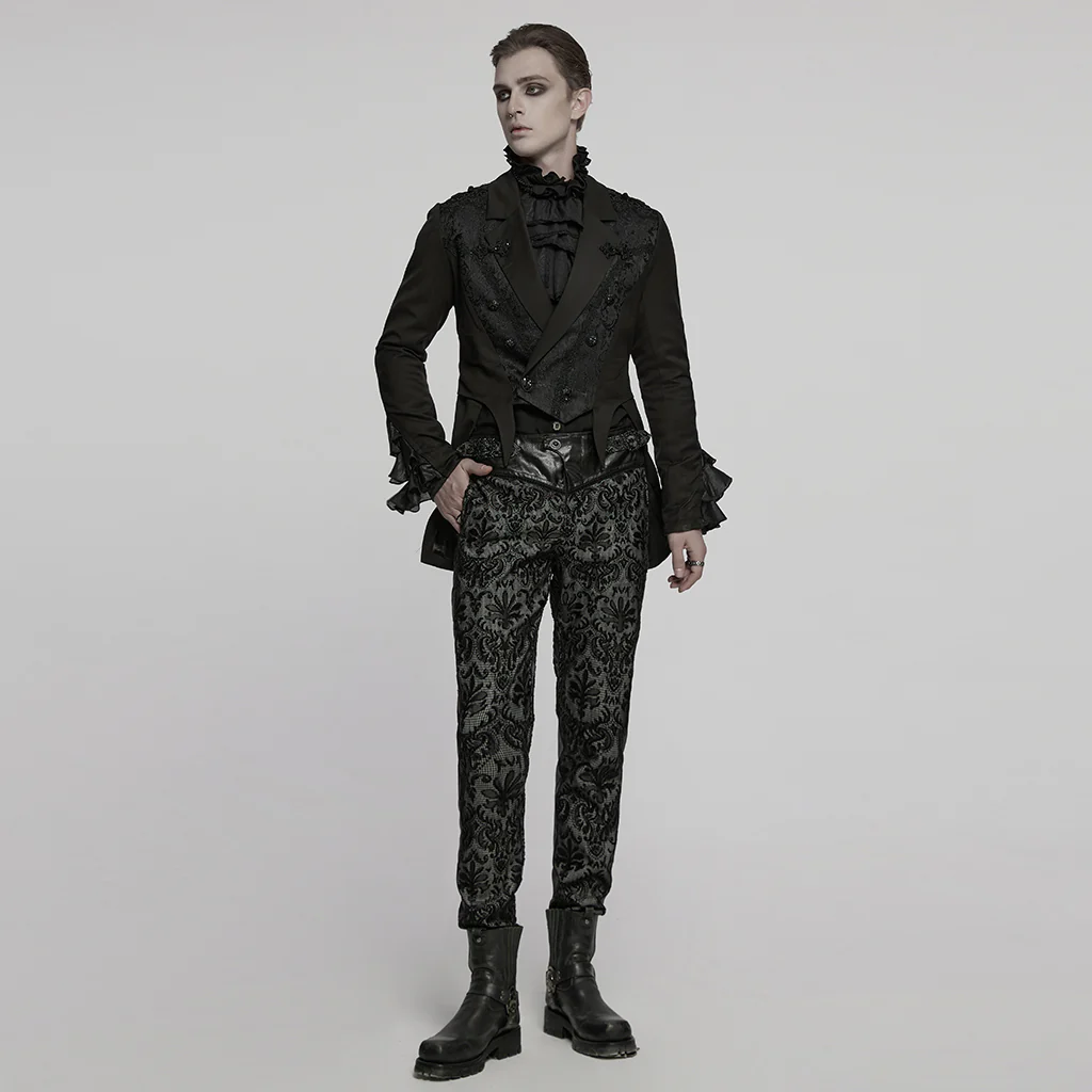 WY-1791LDM Victorian Gothic Coat Black Lace Tailored Vintage Steampunk Jacket - Image 5