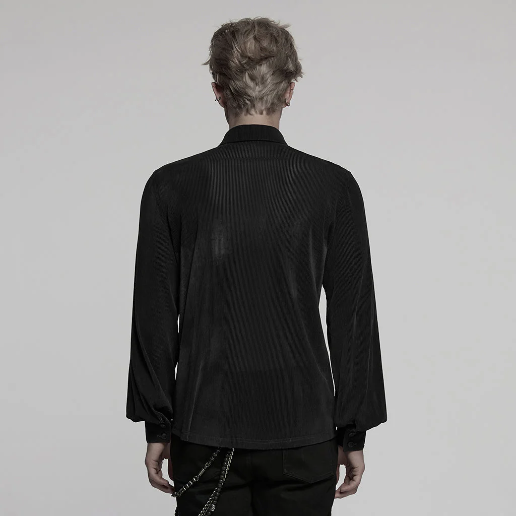 WY-1794CCM Mens Gothic Velvet Double Breasted Burgundy Shirt Trendy - Image 32