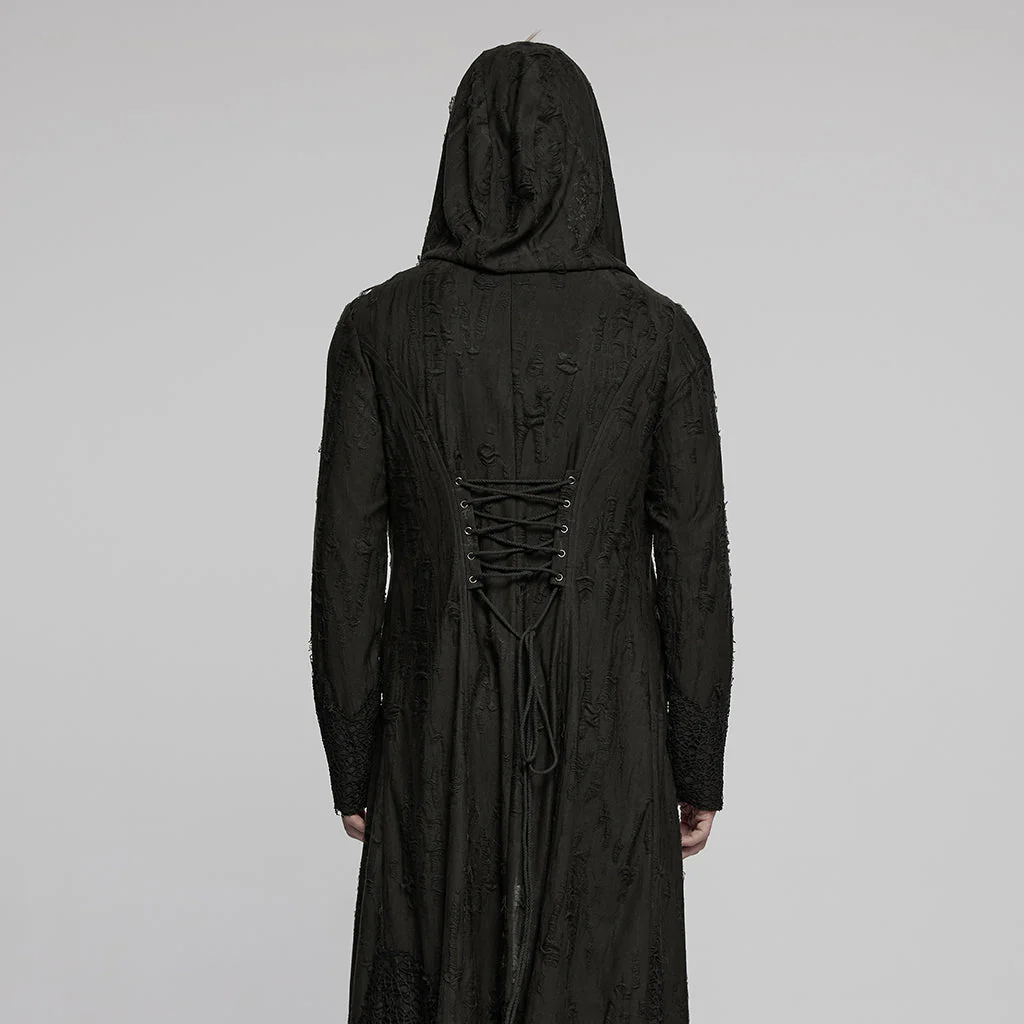 WY-1795XCM Mens Gothic Jacket Hooded Long Trench Coat with Chains - Image 24