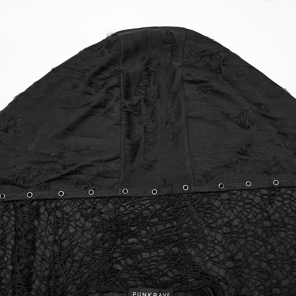 WY-1795XCM Mens Gothic Jacket Hooded Long Trench Coat with Chains - Image 7