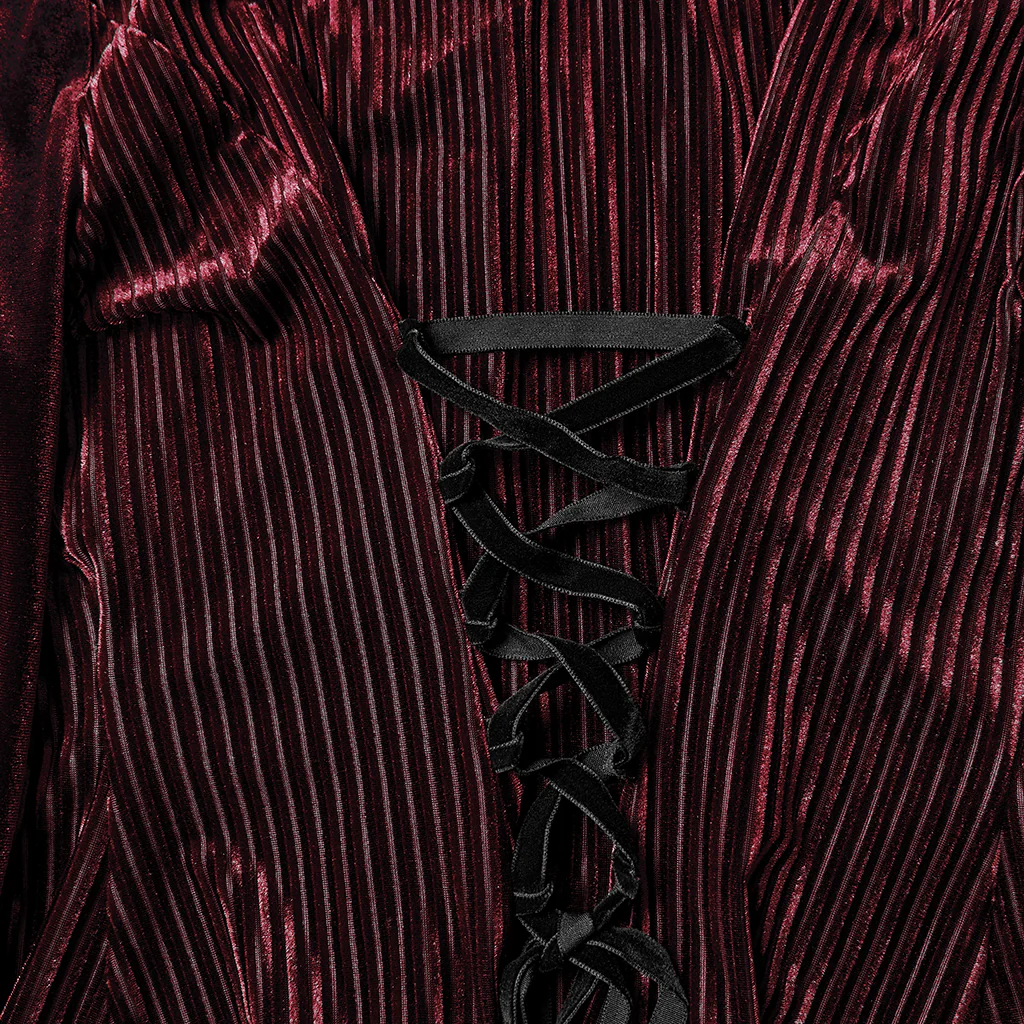 WY-1798CCF Velvet Victorian Lace Gothic Shirt Puff Sleeve Black - Image 11