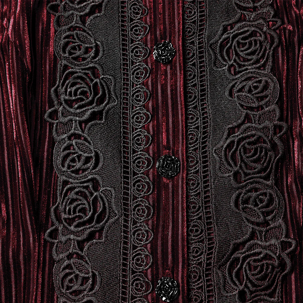 WY-1798CCF Velvet Victorian Lace Gothic Shirt Puff Sleeve Black - Image 19