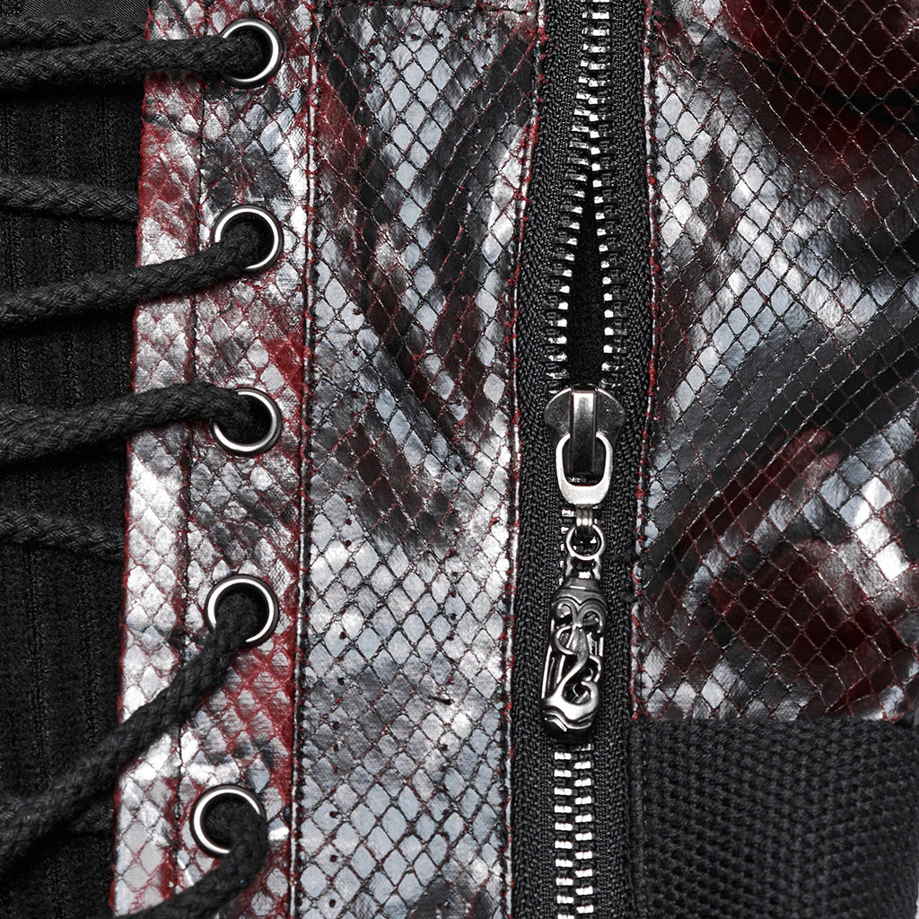 WY-1802MXF Edgy Punk Corset with Red Snakeskin Look and Buckle Straps - Image 29