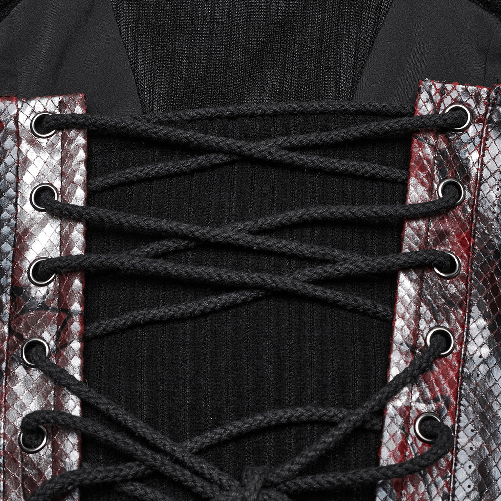 WY-1802MXF Edgy Punk Corset with Red Snakeskin Look and Buckle Straps - Image 49
