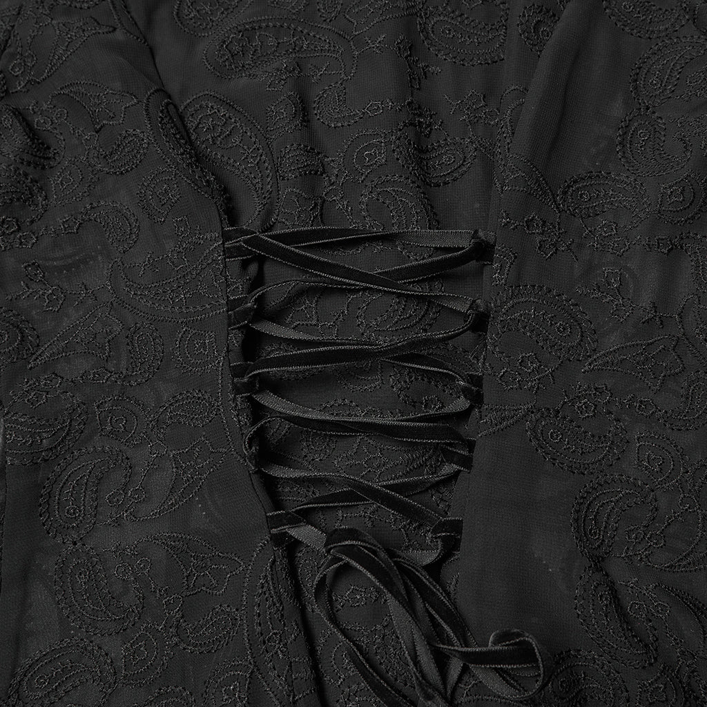 WY-1805CCF Gothic Shirt Sheer Embroidered Lace Victorian Blouse Long Sleeves - Image 10
