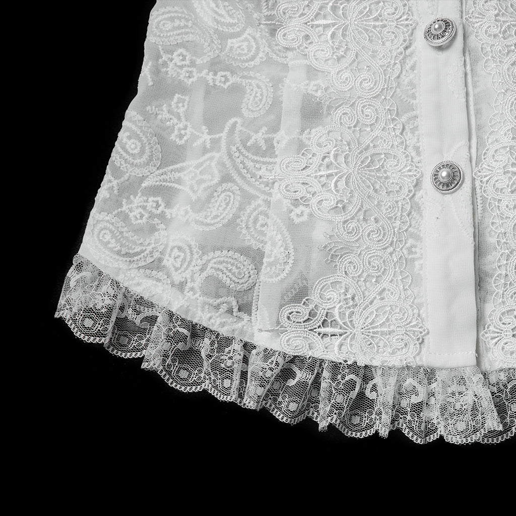 WY-1805CCF Gothic Shirt Sheer Embroidered Lace Victorian Blouse Long Sleeves - Image 19