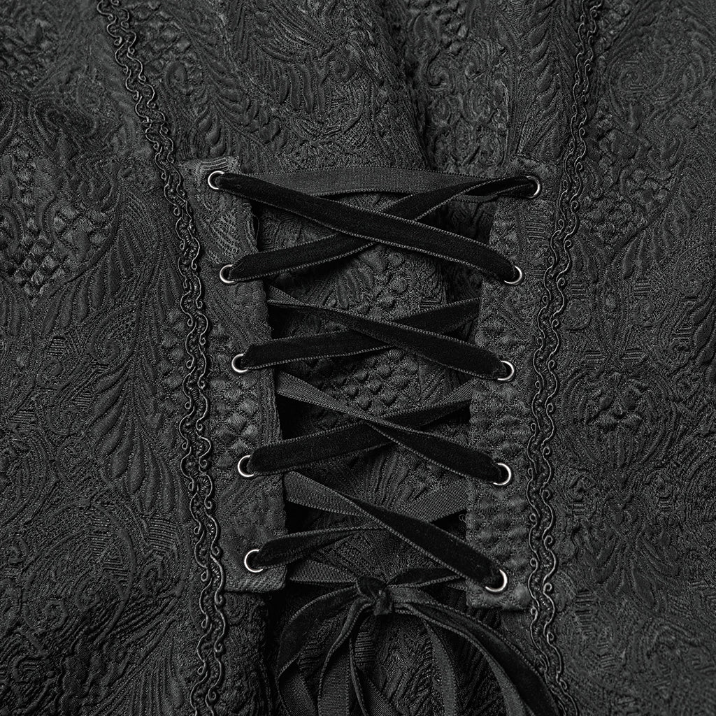 WY-1806MJF Gothic Faux Fur Collar Buckle Detail Waistcoat Vest - Image 9