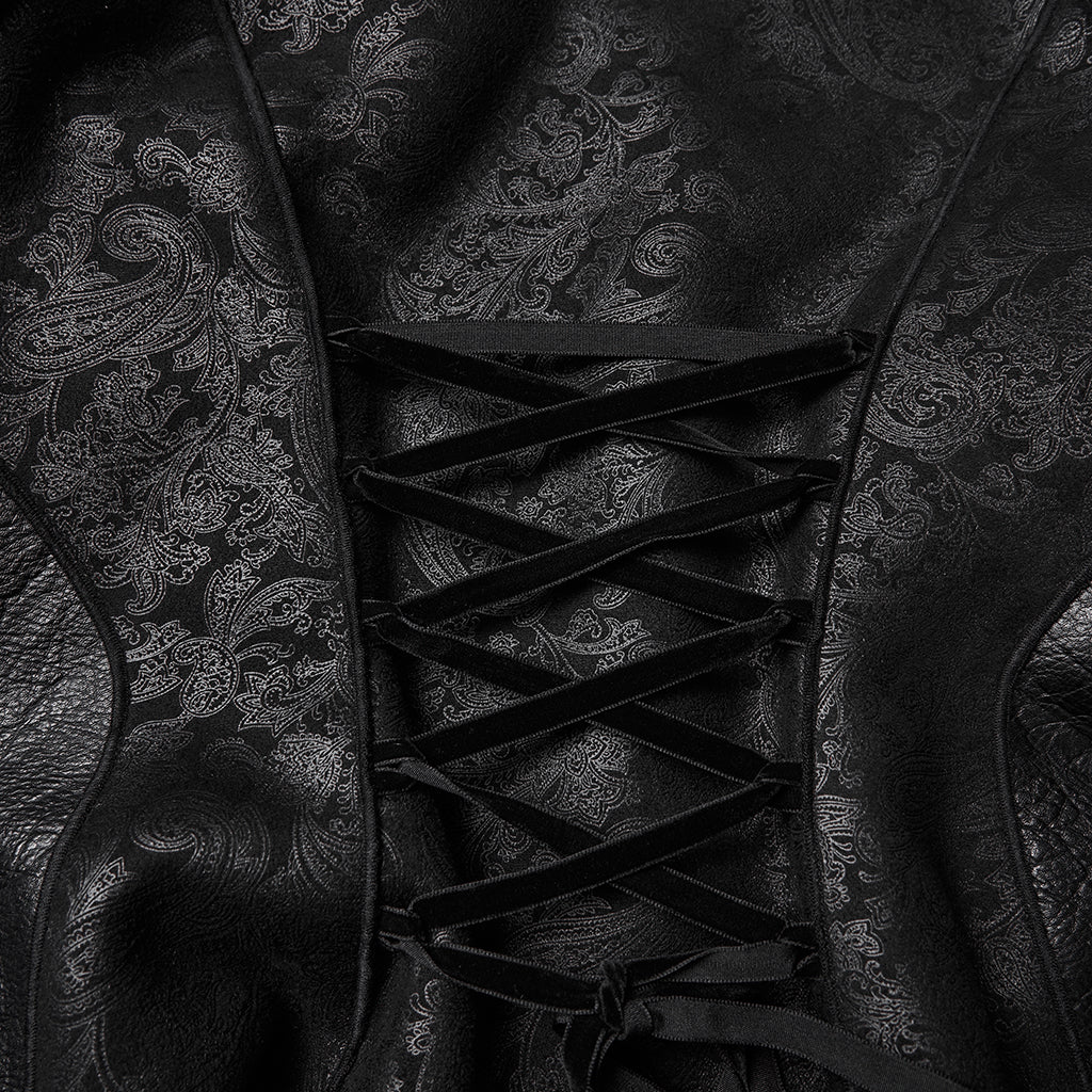 WY-1812ECF Gothic Coat Faux Fur Trimmed Buckle Detail Long Sleeve - Image 10