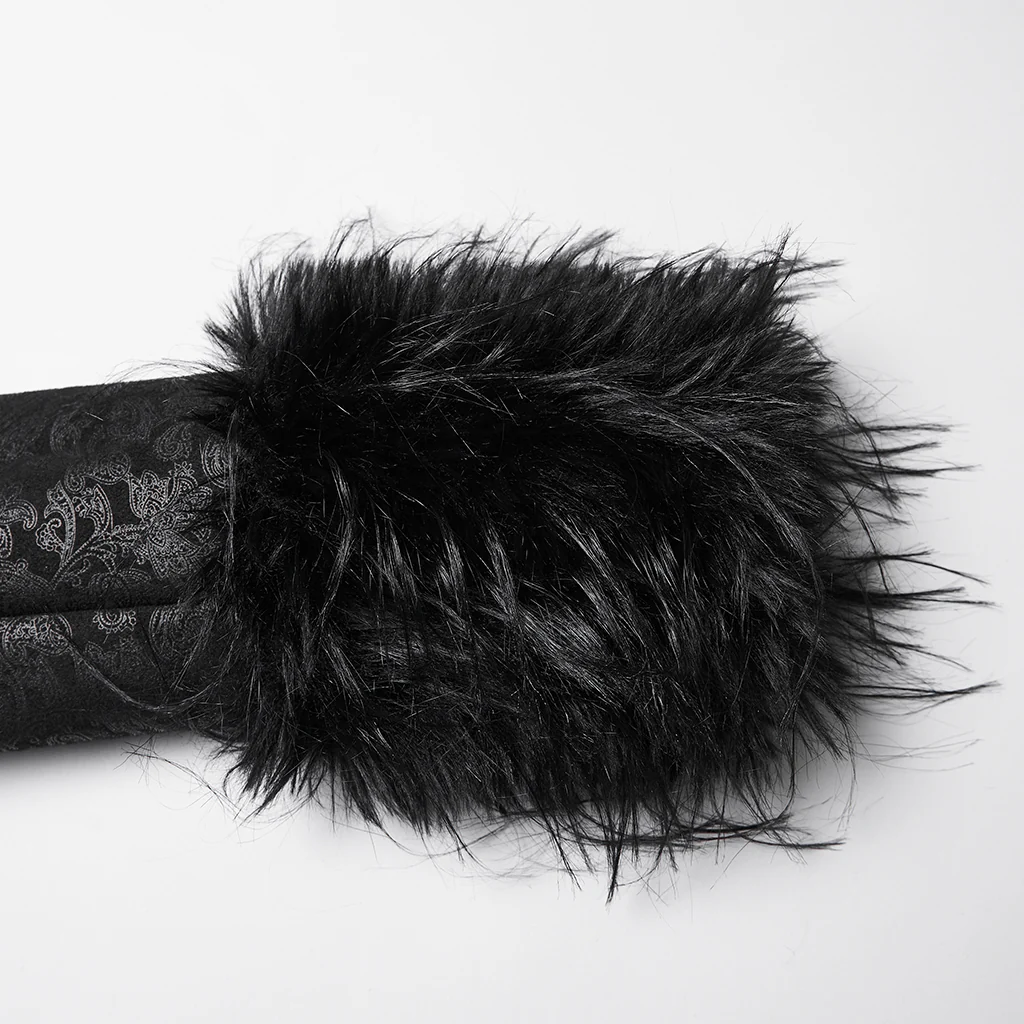 WY-1812ECF Gothic Coat Faux Fur Trimmed Buckle Detail Long Sleeve - Image 9