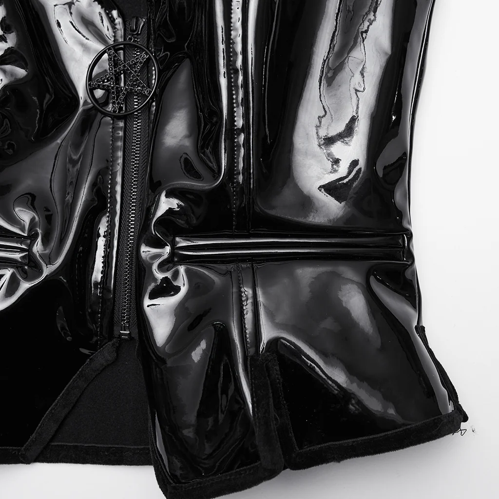 WY-1813MJF Sleek Glossy Gothic Vest with Choker Black Punk Style - Image 8