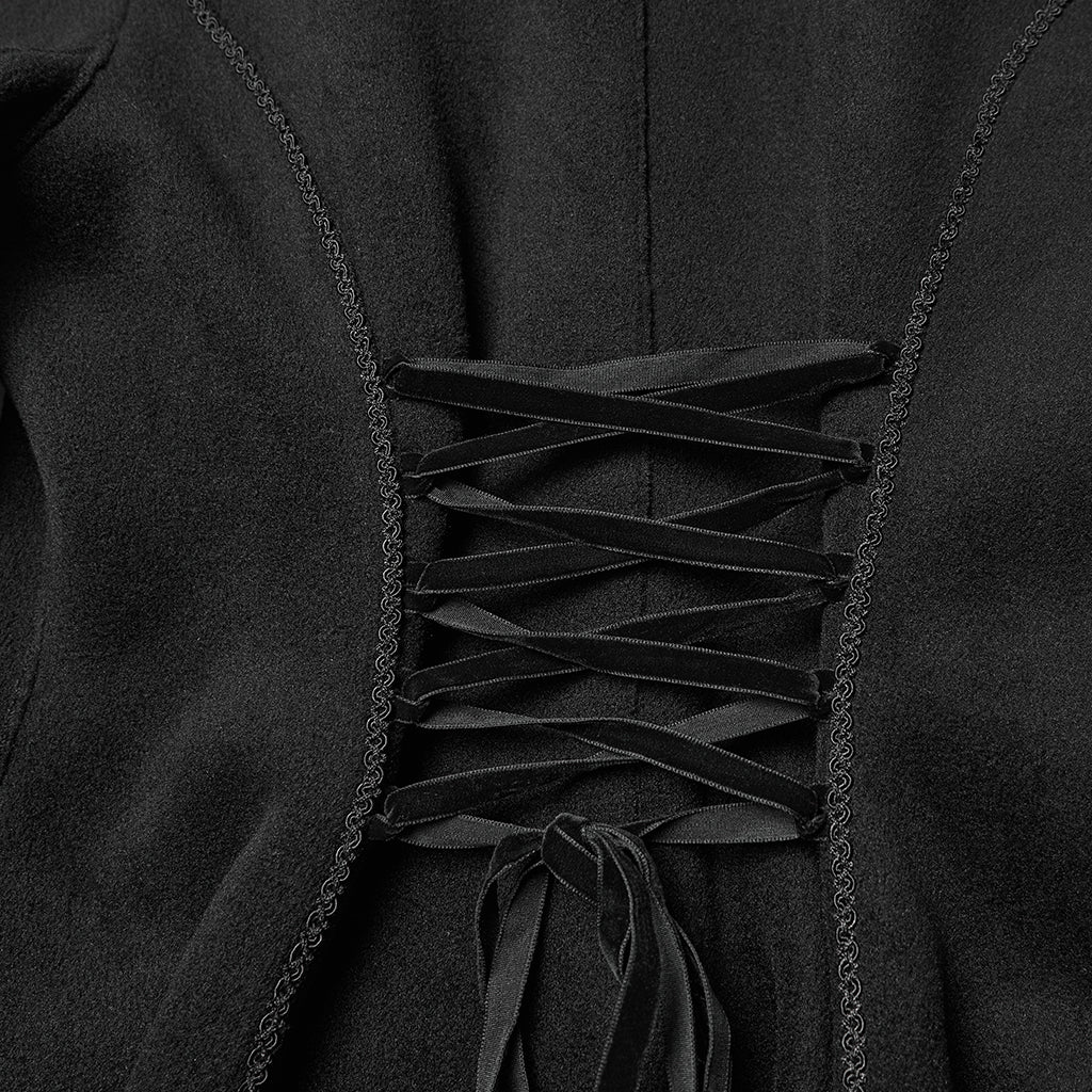 WY-1817ECF Gothic Coat Women Victorian High Collar Long Black Overcoat - Image 10