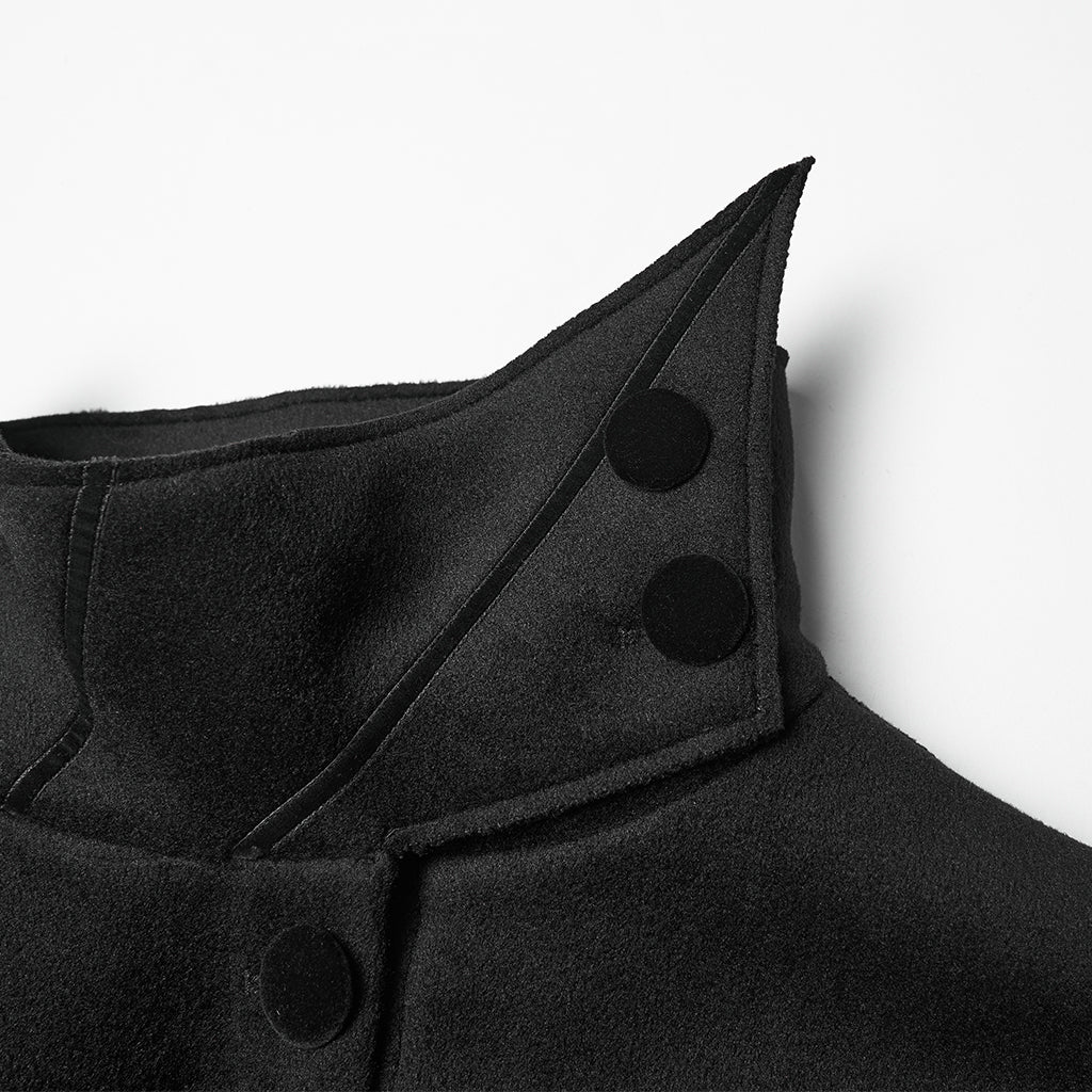 WY-1817ECF Gothic Coat Women Victorian High Collar Long Black Overcoat - Image 7