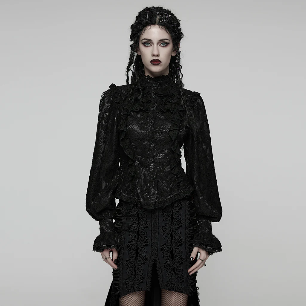 WY-1820CCF Victorian Gothic Shirt Lace Ruffled Corset Design - Image 3