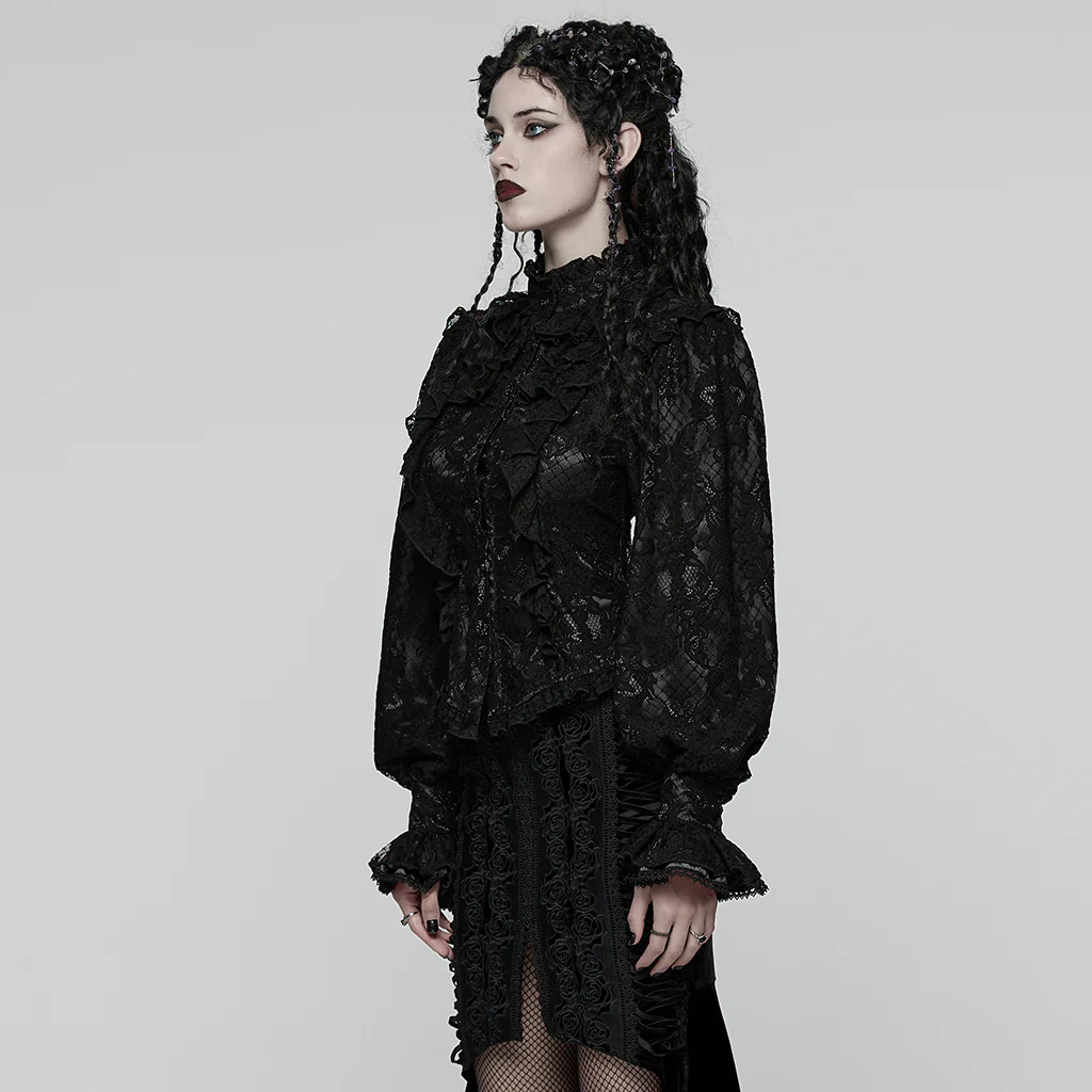 WY-1820CCF Victorian Gothic Shirt Lace Ruffled Corset Design - Image 4