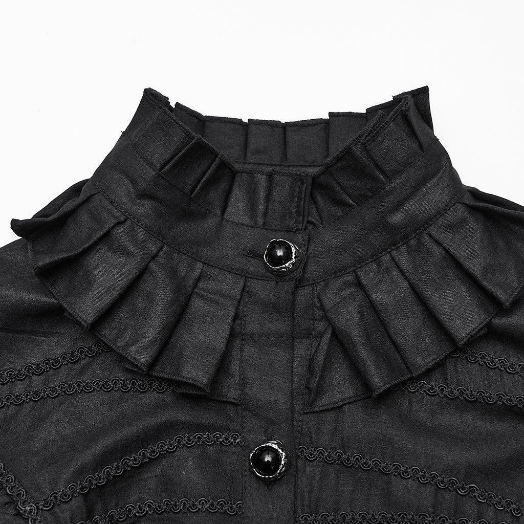 WY-1821CCF Gothic Shirts Victorian Ruffled Button-Up Blouse with High Collar - Image 7