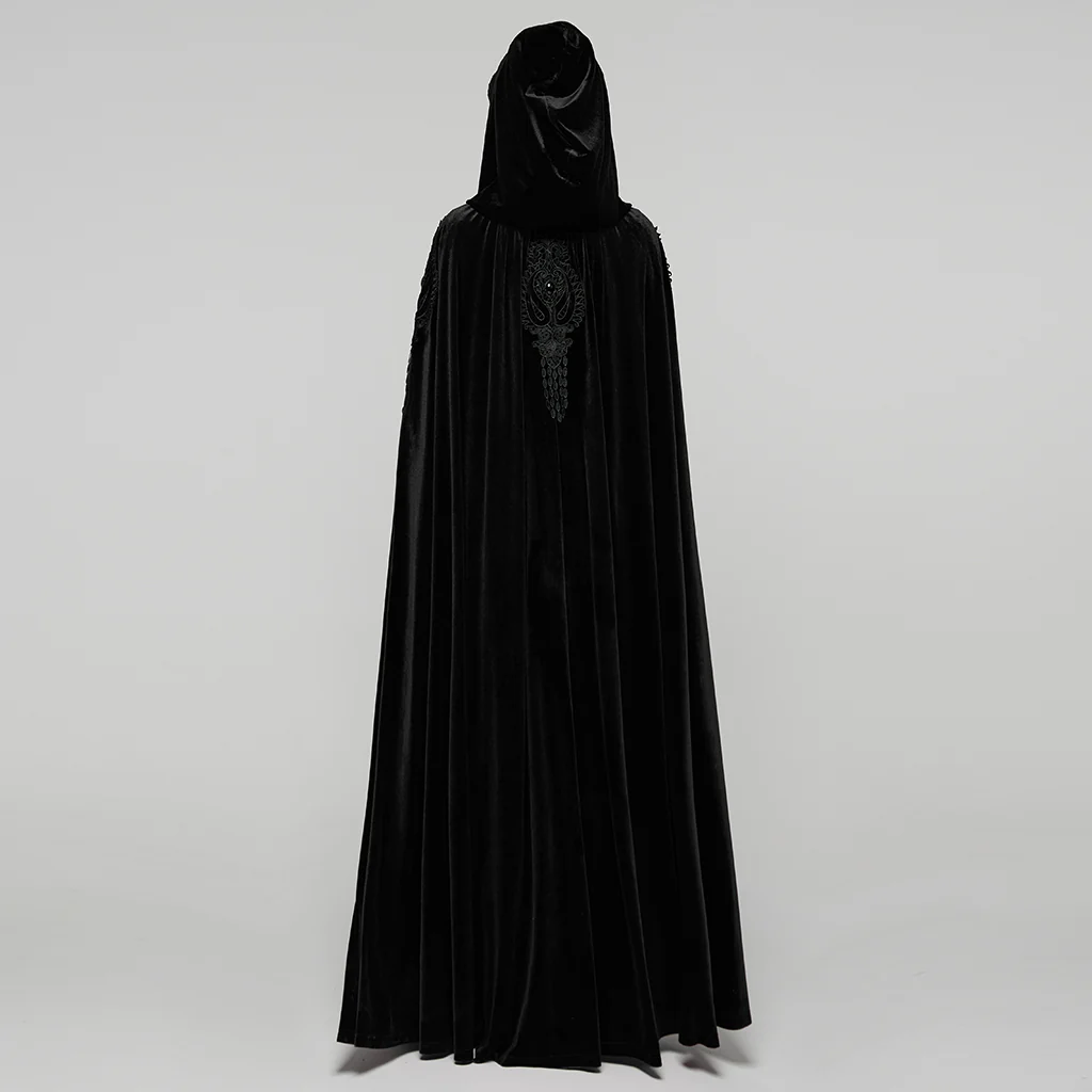 WY-1824DPF Velvet Gothic Coat with Hood and Elegant Lace Trim - Image 13