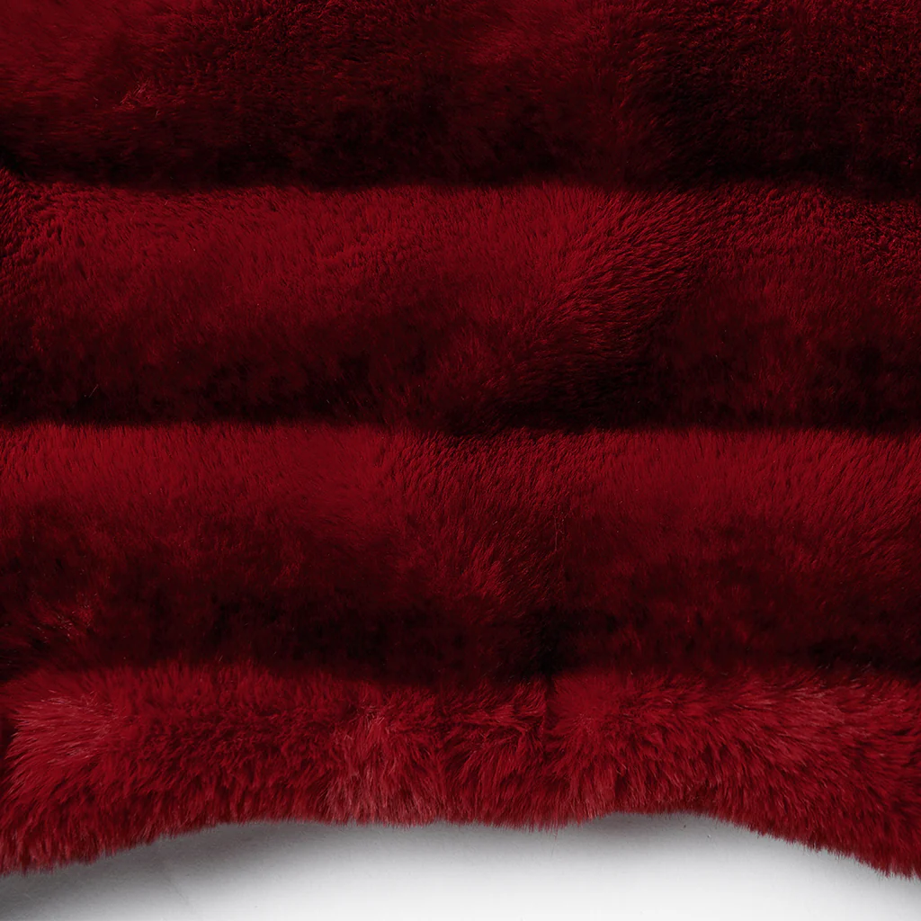 WY-1830XDF Faux Fur Punk Coat Cropped Black Red Striped Jacket - Image 9