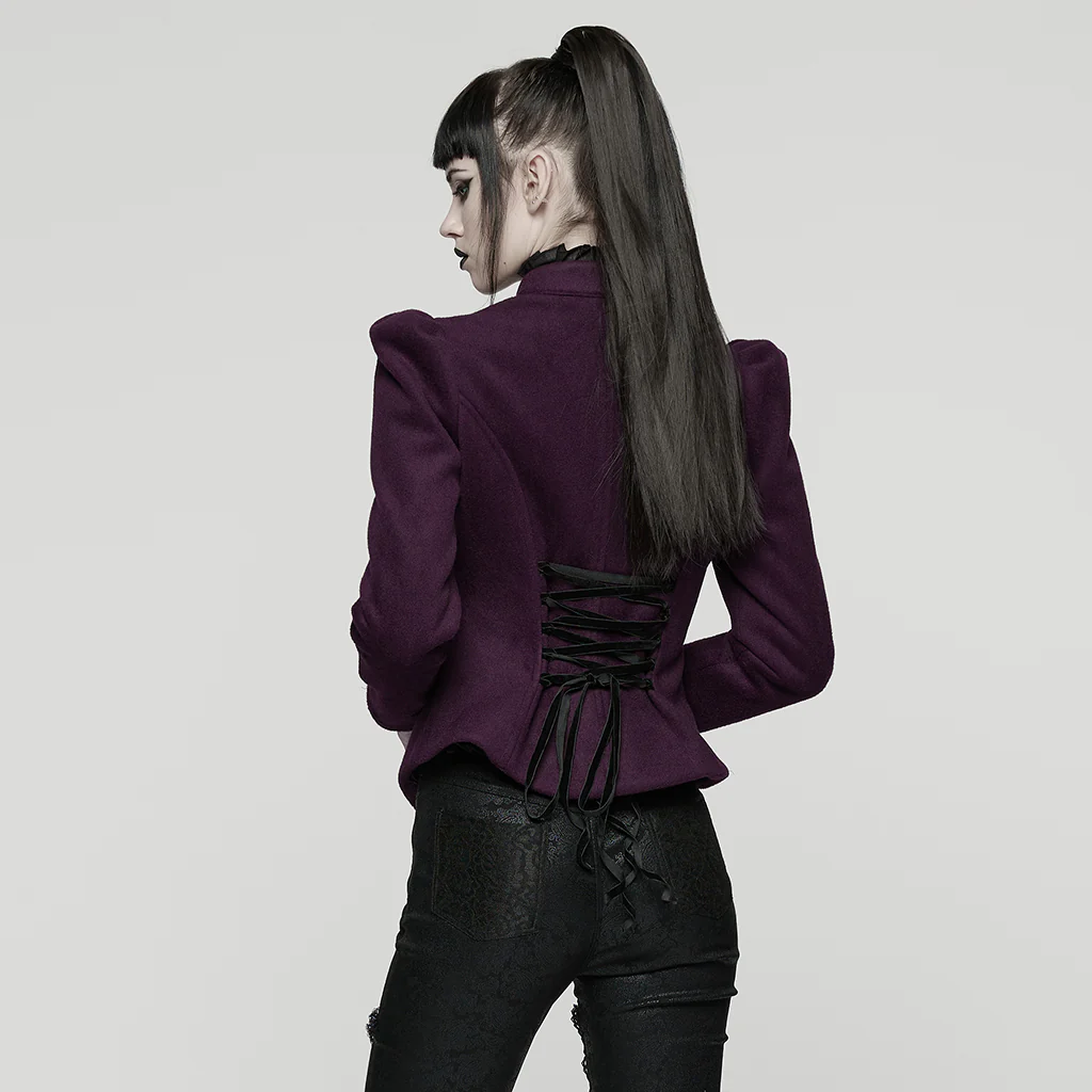WY-1841EDF Gothic Coat Elegant Tailored Black Embroidered Victorian Design - Image 13