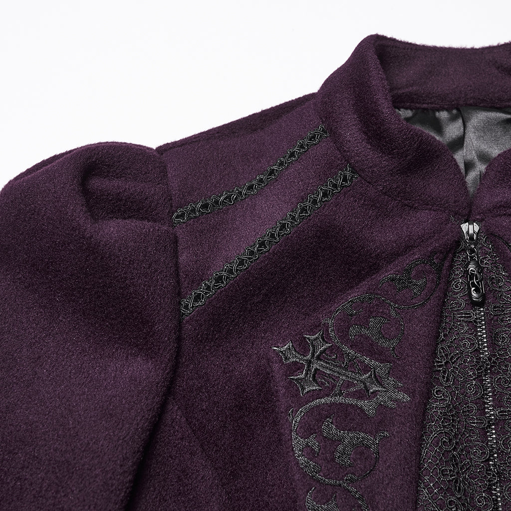 WY-1841EDF Gothic Coat Elegant Tailored Black Embroidered Victorian Design - Image 19