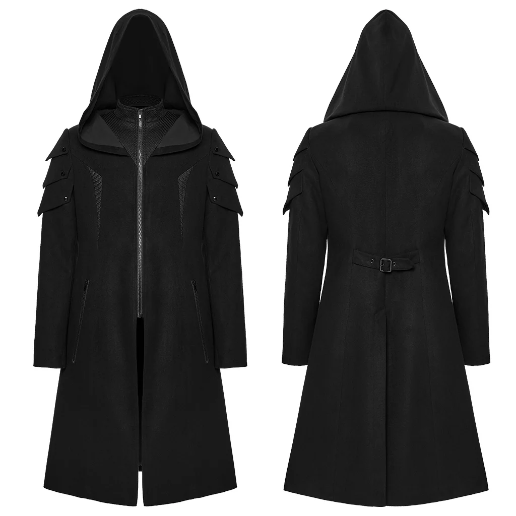 WY-1846XCM Gothic Hooded Punk Coat with Steampunk Shoulder Details - Image 6