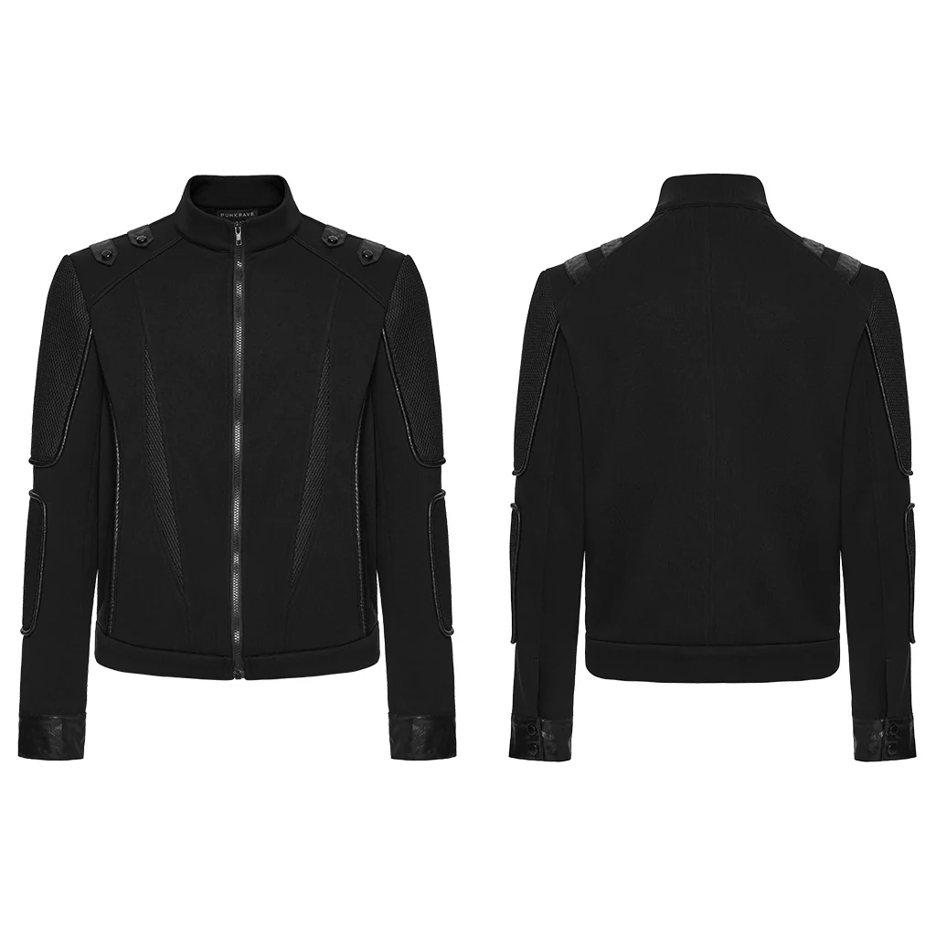 WY-1847XDM Edge Style Gothic Hooded Punk Jackets Black Zipper Design - Image 6