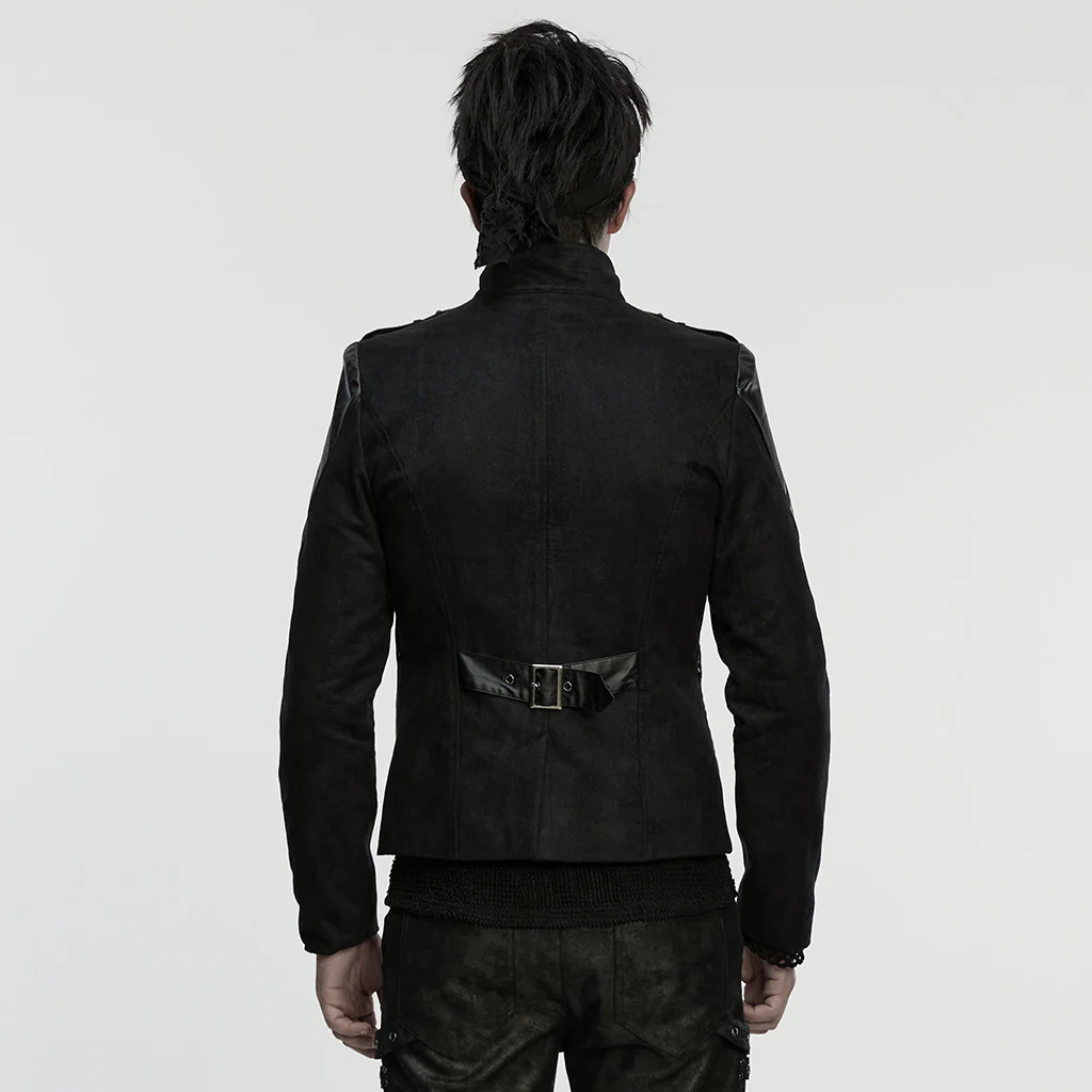 WY-1848XDM Mens Steampunk Leather Punk Jacket with Rivet Detailing - Image 4