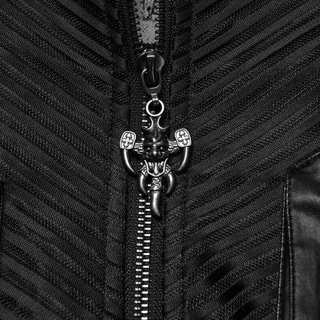 WY-1848XDM Mens Steampunk Leather Punk Jacket with Rivet Detailing - Image 7