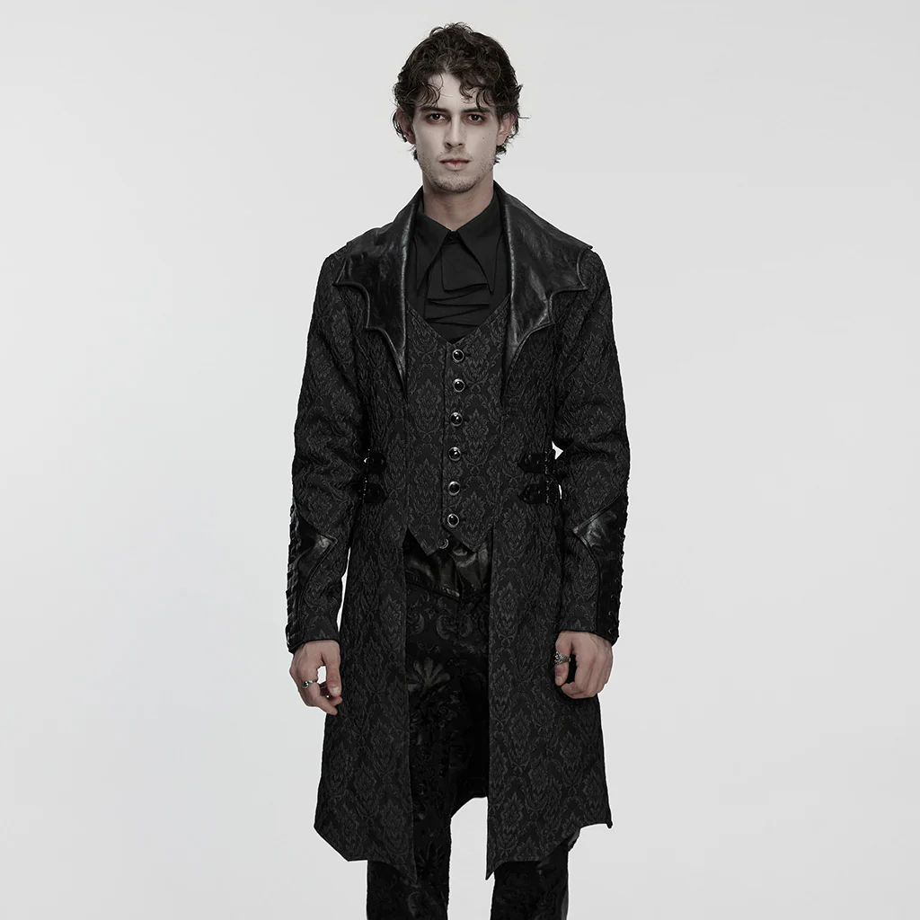 WY-1850XCM Mens Victorian Gothic Coat Lace-Up Long Trench Jacket - Image 12