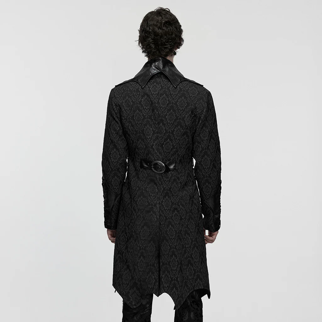 WY-1850XCM Mens Victorian Gothic Coat Lace-Up Long Trench Jacket - Image 14