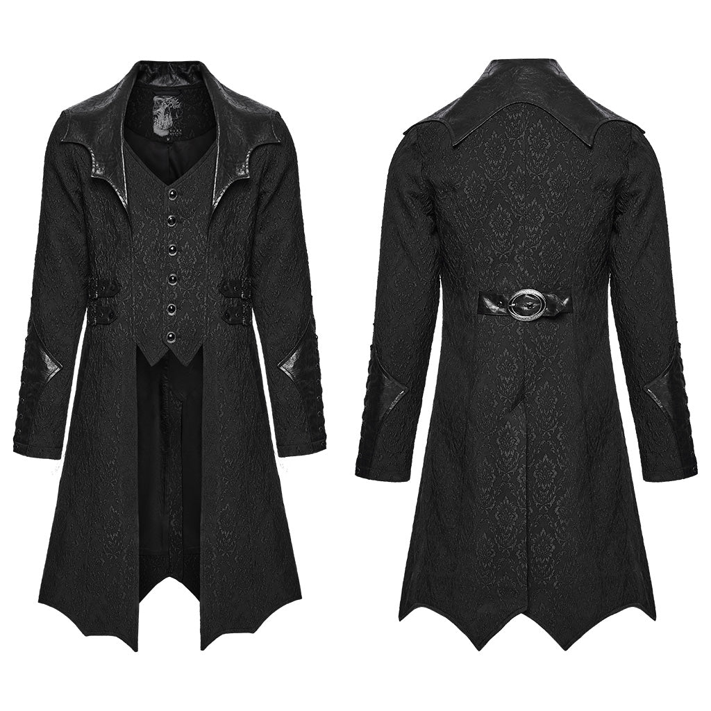WY-1850XCM Mens Victorian Gothic Coat Lace-Up Long Trench Jacket - Image 16