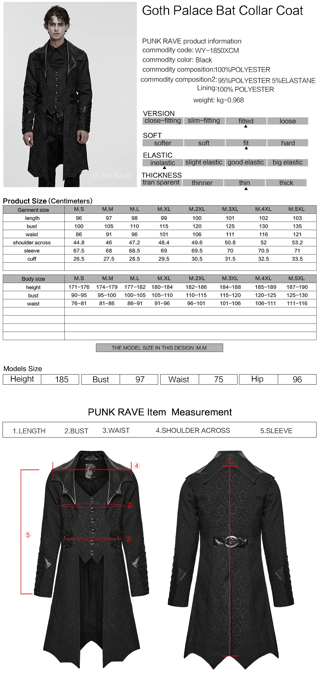WY-1850XCM Mens Victorian Gothic Coat Lace-Up Long Trench Jacket - Image 19